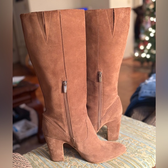 Vince Camuto Coranna knee-high heeled toffee suede boots - Picture 3 of 6